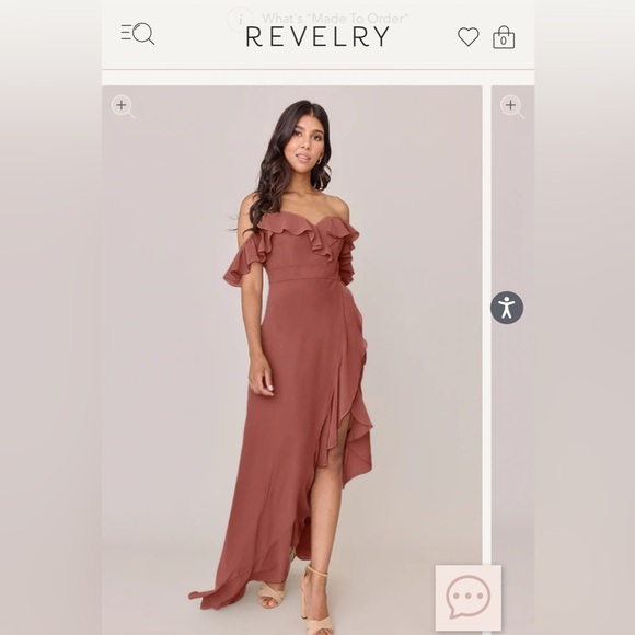 Size 12 Revelry Scarlet Chiffon Dress color is cinnamon rose - Picture 1 of 5